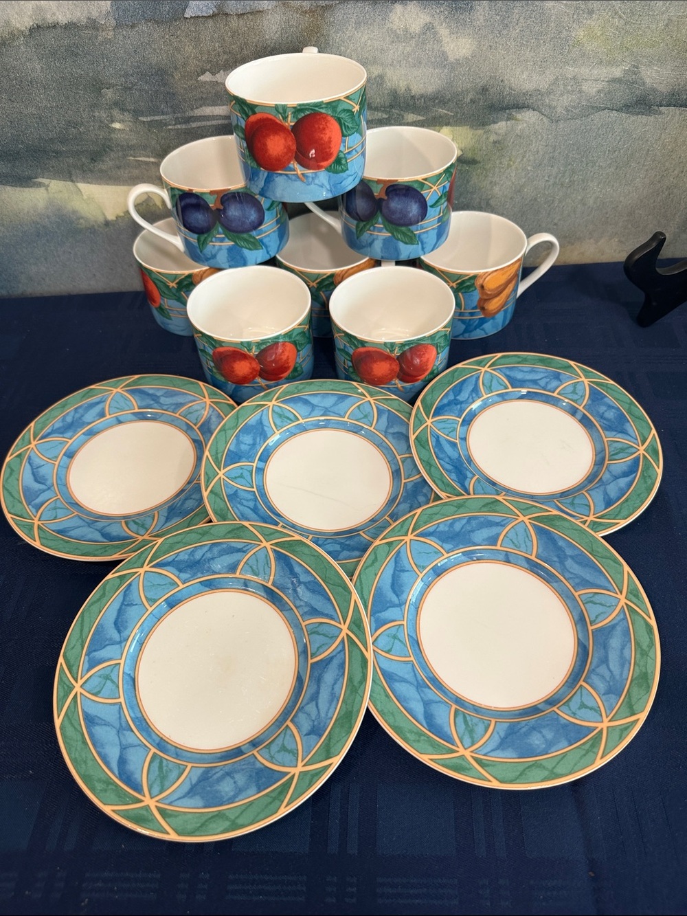Vintage Forbidden Fruit Victora & Beale 8 Teacup and 5 Saucer Set - Fine China